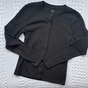 GAP Black Button-Up Top Long Sleeve Sz Small